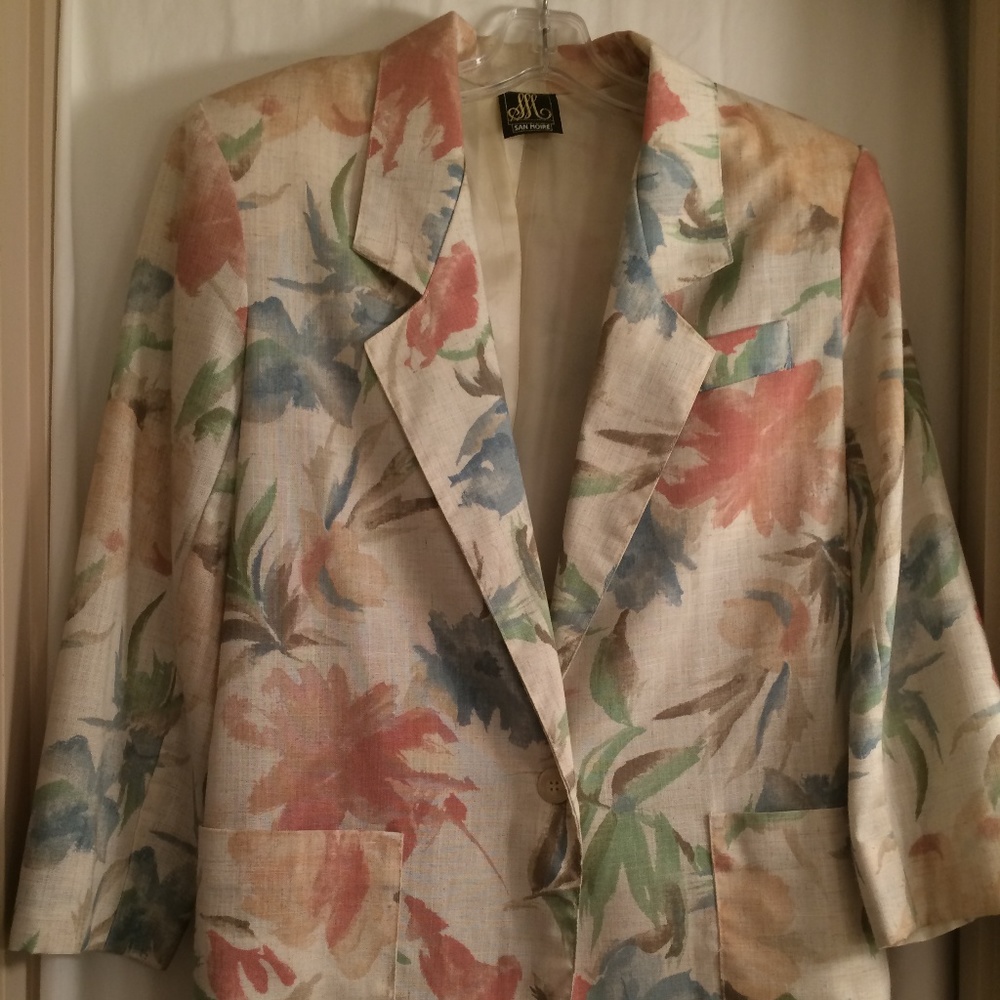 Blazer Jacket Sz M Water Paint Casual San Moire